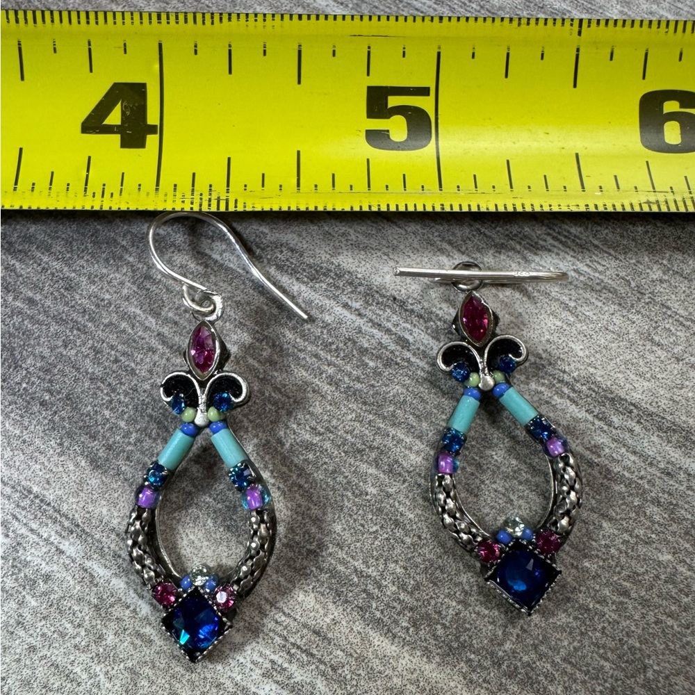 Chic Silver and Blue Firefly Earrings
